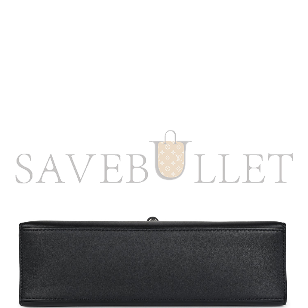 H**mes master kelly pochette black with velvet green swift palladium hardware (22*14*7cm)